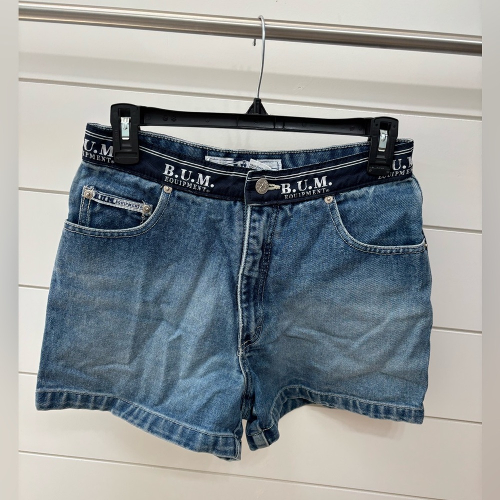 Vintage B.U.M Equipment Blue Jean Shorts with Elastic Waistband